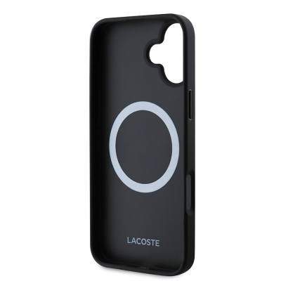Apple iPhone 16 Kılıf Lacoste Orjinal Lisanslı PU Pike Desenli Arka Yüzey İkonik Timsah Dokuma Logolu Kapak + Type-C Kablo 1.5m - 7