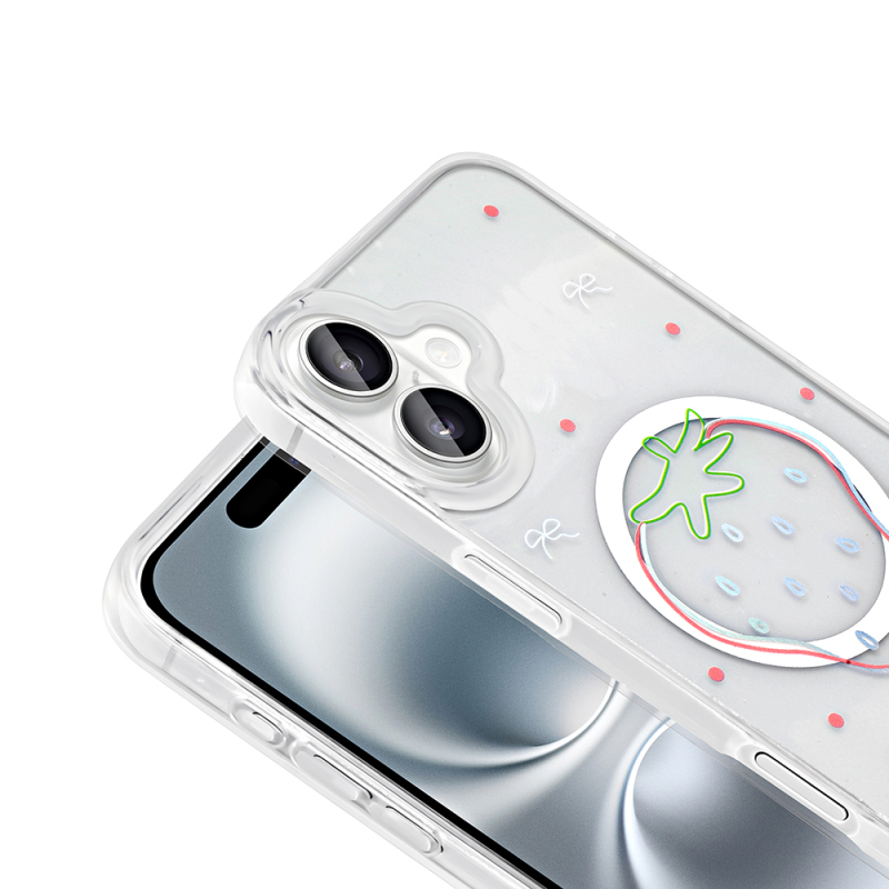 Apple iPhone 16 Kılıf M-Safe Şarj Özellikli Şeffaf Zore Folk Sert Kapak - 12