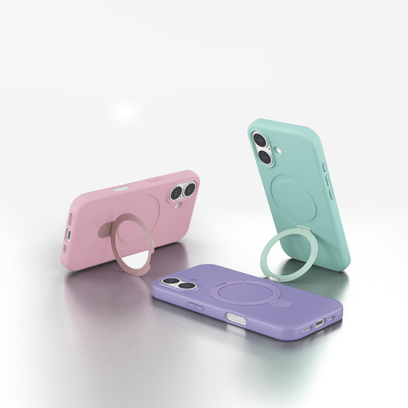 Apple iPhone 16 Kılıf M-safe Şarj Özellikli Standlı Zore Samara Kapak - 11