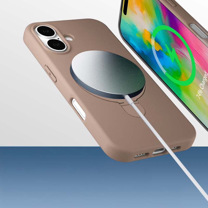 Apple iPhone 16 Kılıf M-safe Şarj Özellikli Standlı Zore Samara Kapak - 9
