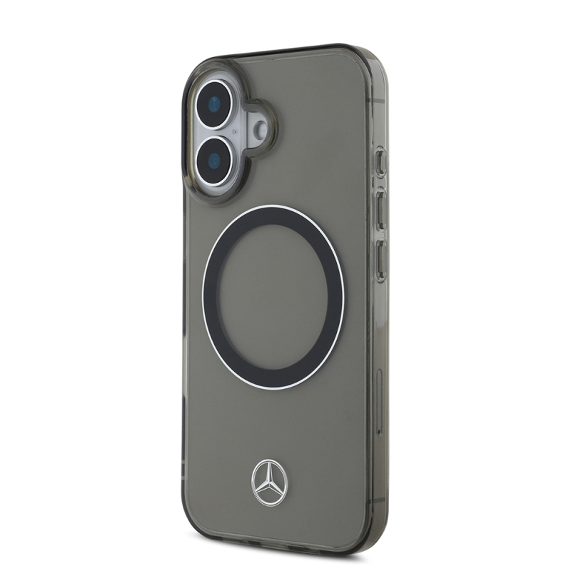 Apple iPhone 16 Kılıf Mercedes Benz Orjinal Lisanslı M-safe Şarj Özellikli Saydam Yüzey Silver Ring Kapak - 3