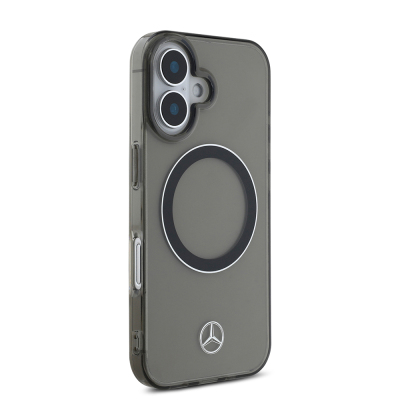 Apple iPhone 16 Kılıf Mercedes Benz Orjinal Lisanslı M-safe Şarj Özellikli Saydam Yüzey Silver Ring Kapak - 5