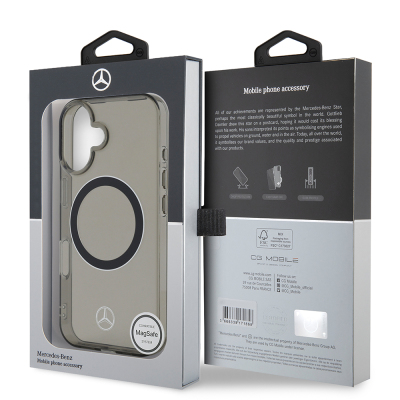 Apple iPhone 16 Kılıf Mercedes Benz Orjinal Lisanslı M-safe Şarj Özellikli Saydam Yüzey Silver Ring Kapak - 9