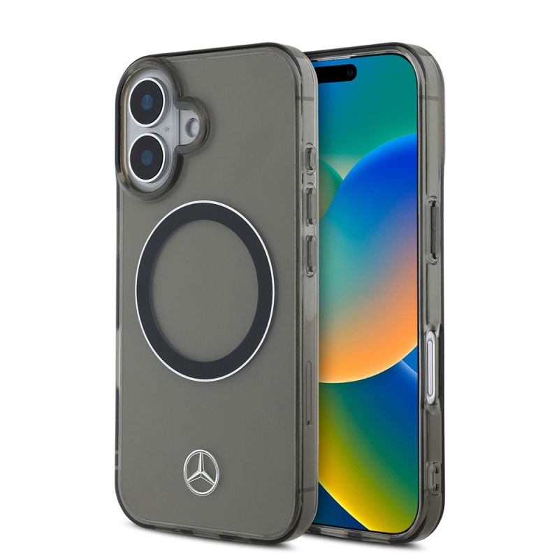 Apple iPhone 16 Kılıf Mercedes Benz Orjinal Lisanslı M-safe Şarj Özellikli Saydam Yüzey Silver Ring Kapak - 2