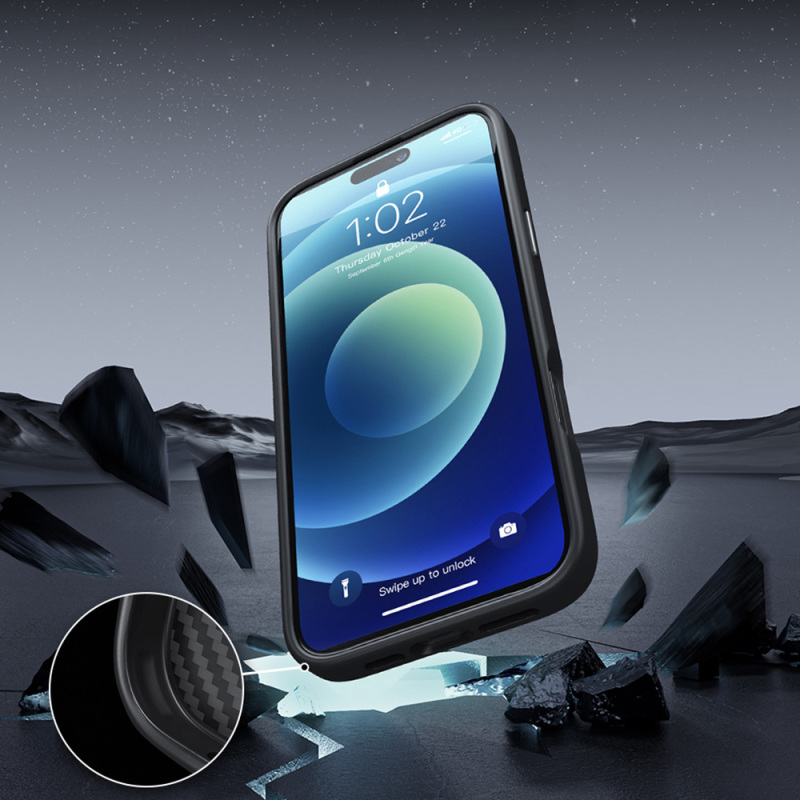 Apple iPhone 16 Kılıf Wiwu DCC-205 M-safe Şarj Özellikli Aramid Fiber Tasarım Kapak - 4