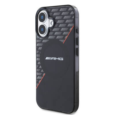 Apple iPhone 16 Plus Case AMG Original Licensed Magsafe Charging Featured Double Layer Black and Red Cover - 3