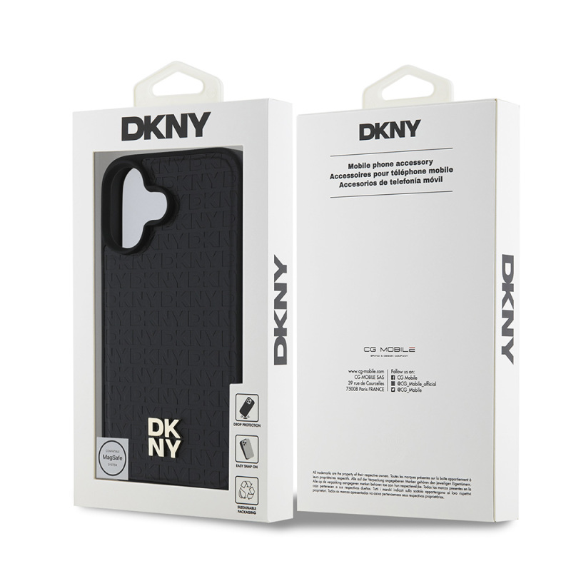 Apple iPhone 16 Plus Case DKNY Original Licensed Magsafe Charging Feature 3D Written Repeat Pattern Cover - 4