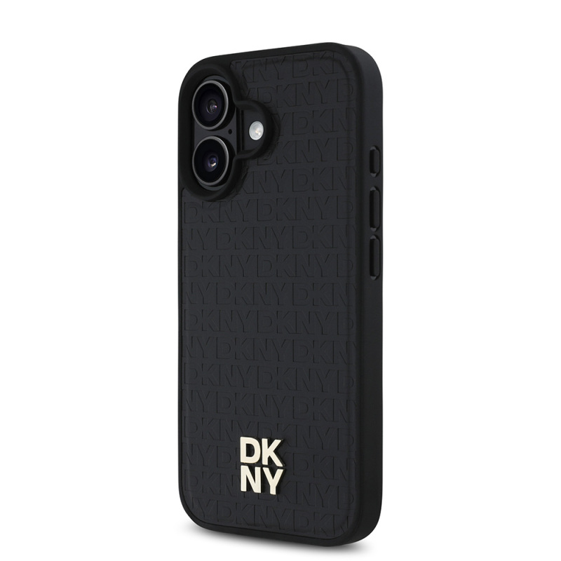 Apple iPhone 16 Plus Case DKNY Original Licensed Magsafe Charging Feature 3D Written Repeat Pattern Cover - 5