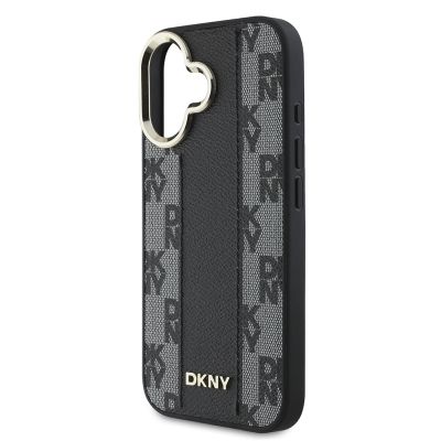 Apple iPhone 16 Plus Case DKNY Original Licensed Magsafe Charging Featured 3D Written Checkered Pattern Cover - 7