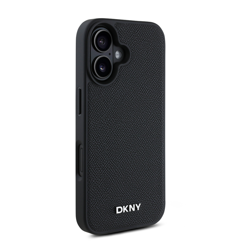 Apple iPhone 16 Plus Case DKNY Original Licensed PU Leather Grained Cover with Metal Logo with Magsafe Charging Feature - 5