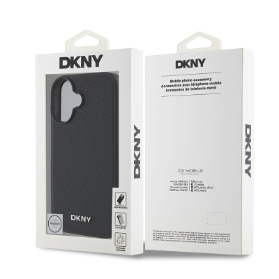 Apple iPhone 16 Plus Case DKNY Original Licensed PU Leather Grained Cover with Metal Logo with Magsafe Charging Feature - 9