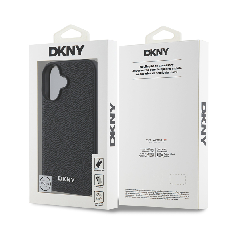 Apple iPhone 16 Plus Case DKNY Original Licensed PU Leather Grained Cover with Metal Logo with Magsafe Charging Feature - 9