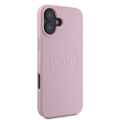 Apple iPhone 16 Plus Case Guess Original Licensed Grained Cover Magsafe Charging Feature and Text Logo - 19