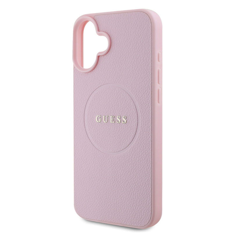 Apple iPhone 16 Plus Case Guess Original Licensed Grained Cover Magsafe Charging Feature and Text Logo - 4