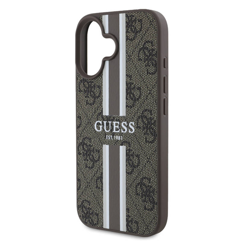 Apple iPhone 16 Plus Case Guess Original Licensed Magsafe Charging Feature 4G Stripe Design Printed Cover - 10