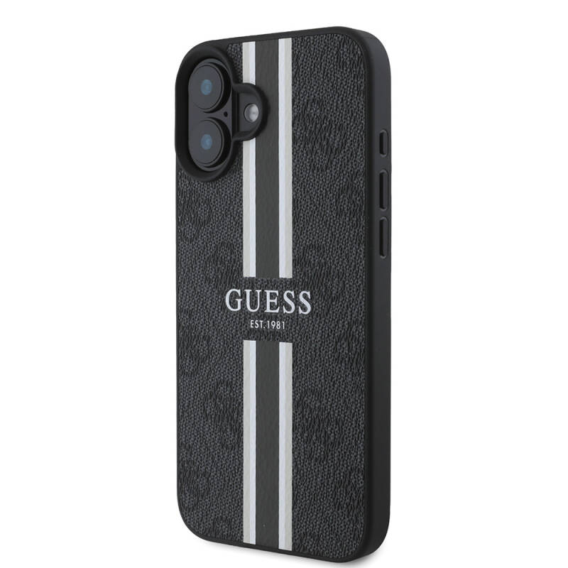 Apple iPhone 16 Plus Case Guess Original Licensed Magsafe Charging Feature 4G Stripe Design Printed Cover - 12