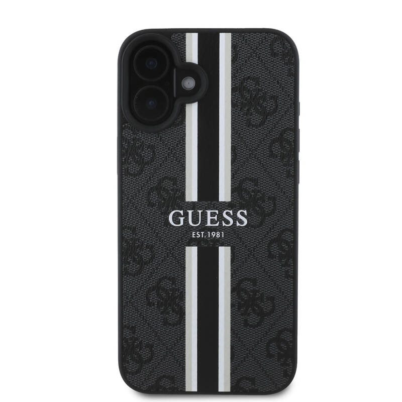 Apple iPhone 16 Plus Case Guess Original Licensed Magsafe Charging Feature 4G Stripe Design Printed Cover - 13