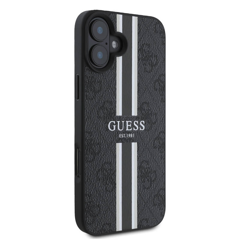 Apple iPhone 16 Plus Case Guess Original Licensed Magsafe Charging Feature 4G Stripe Design Printed Cover - 14