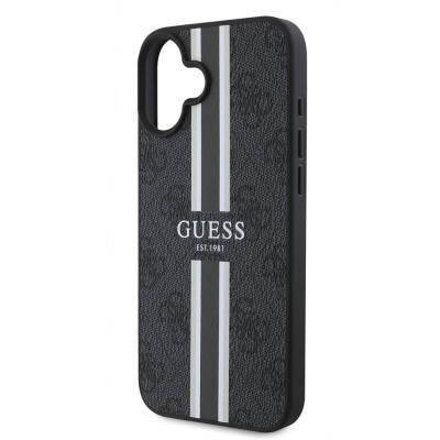 Apple iPhone 16 Plus Case Guess Original Licensed Magsafe Charging Feature 4G Stripe Design Printed Cover - 16