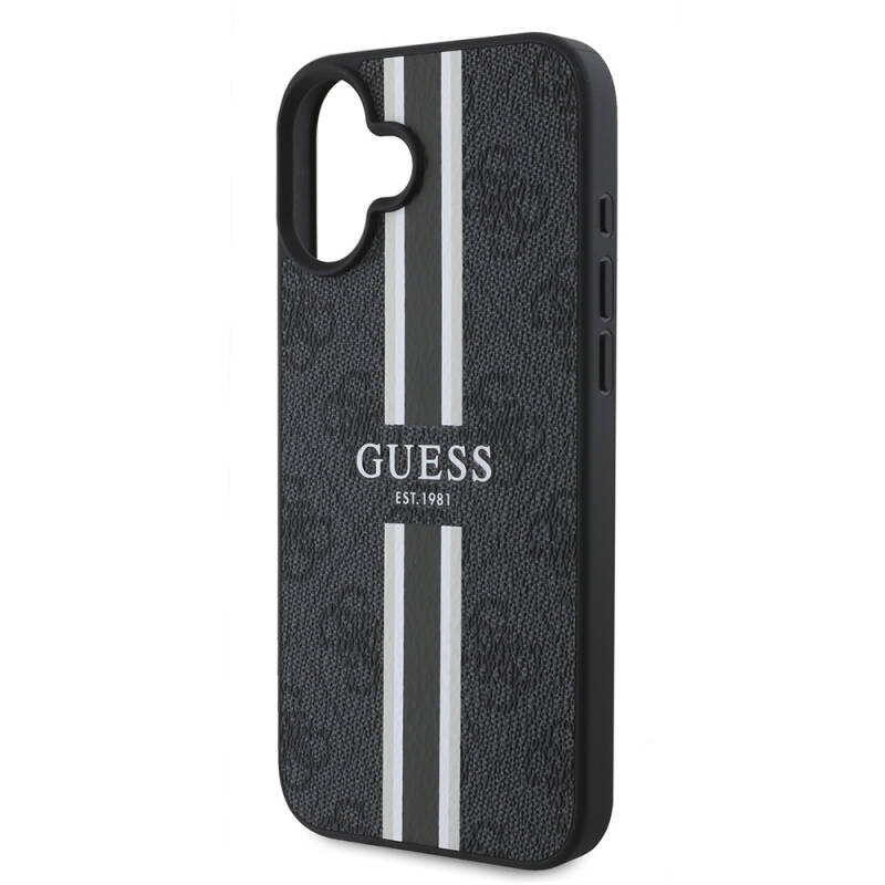 Apple iPhone 16 Plus Case Guess Original Licensed Magsafe Charging Feature 4G Stripe Design Printed Cover - 16