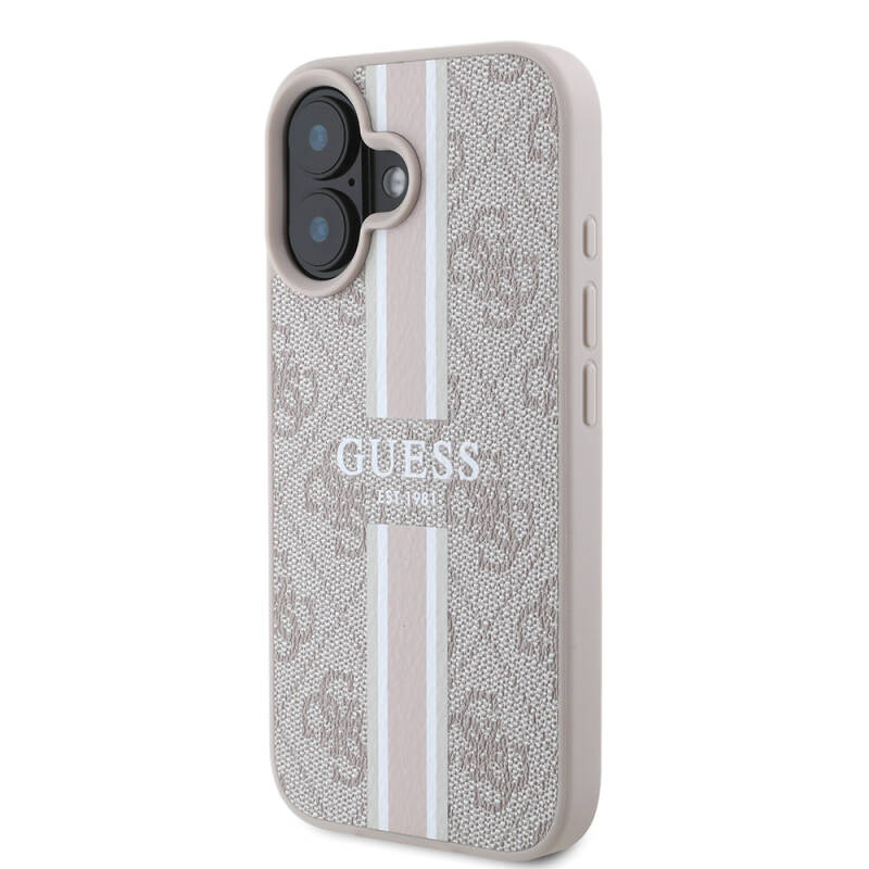 Apple iPhone 16 Plus Case Guess Original Licensed Magsafe Charging Feature 4G Stripe Design Printed Cover - 19