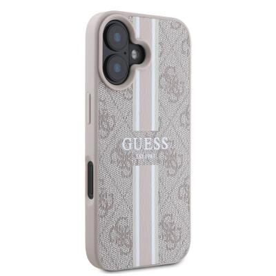 Apple iPhone 16 Plus Case Guess Original Licensed Magsafe Charging Feature 4G Stripe Design Printed Cover - 21