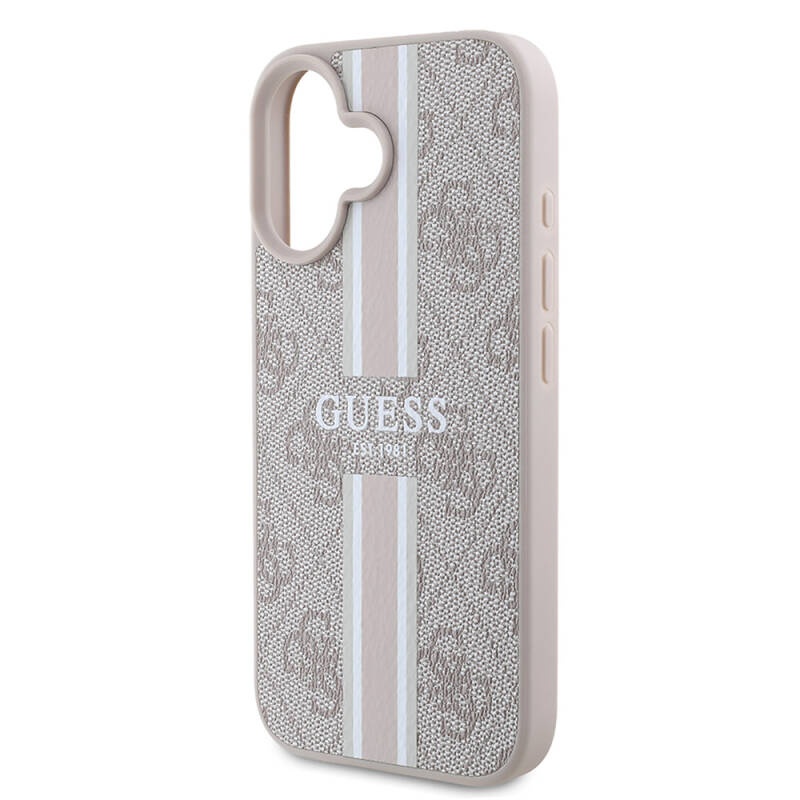 Apple iPhone 16 Plus Case Guess Original Licensed Magsafe Charging Feature 4G Stripe Design Printed Cover - 23