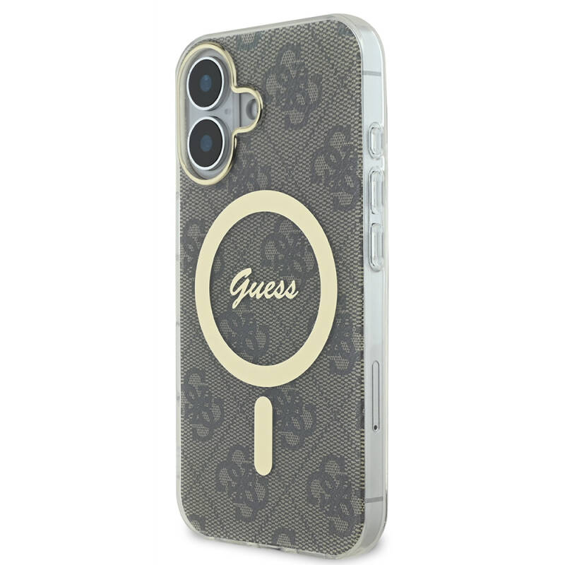 Apple iPhone 16 Plus Case Guess Original Licensed Magsafe Charging Feature 4G Text Logo Patterned Cover - 3