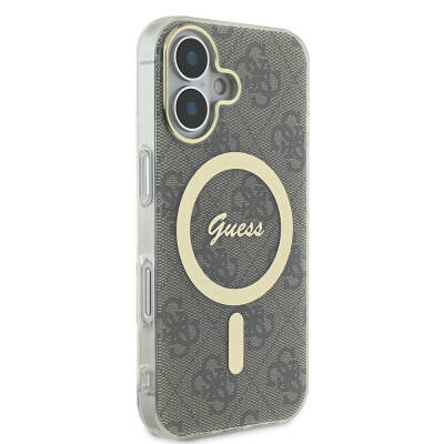 Apple iPhone 16 Plus Case Guess Original Licensed Magsafe Charging Feature 4G Text Logo Patterned Cover - 5