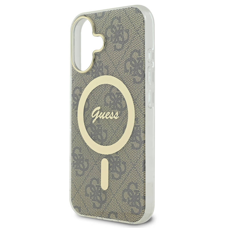 Apple iPhone 16 Plus Case Guess Original Licensed Magsafe Charging Feature 4G Text Logo Patterned Cover - 7