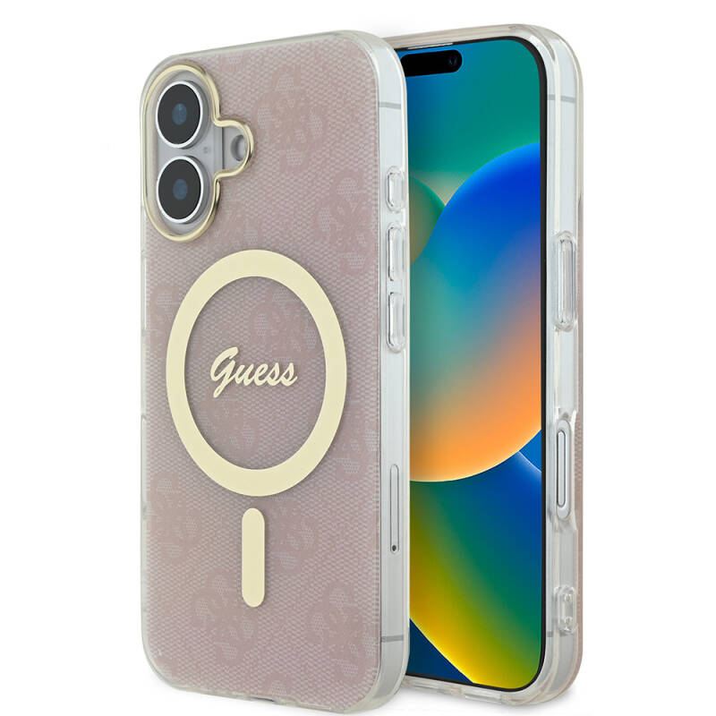 Apple iPhone 16 Plus Case Guess Original Licensed Magsafe Charging Feature 4G Text Logo Patterned Cover - 10