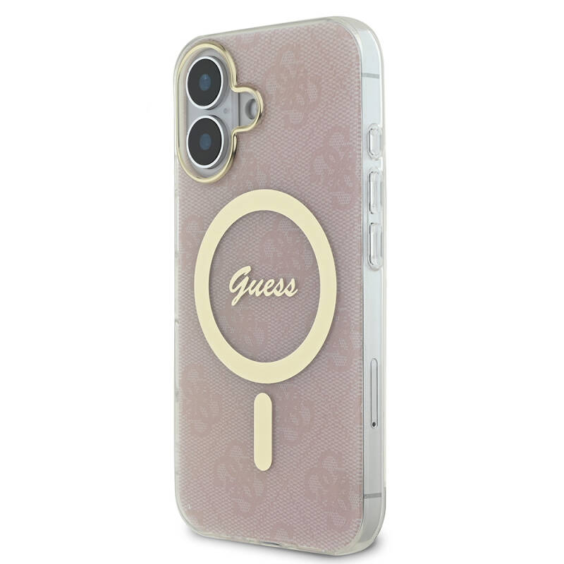 Apple iPhone 16 Plus Case Guess Original Licensed Magsafe Charging Feature 4G Text Logo Patterned Cover - 12