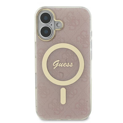 Apple iPhone 16 Plus Case Guess Original Licensed Magsafe Charging Feature 4G Text Logo Patterned Cover - 13