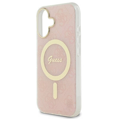 Apple iPhone 16 Plus Case Guess Original Licensed Magsafe Charging Feature 4G Text Logo Patterned Cover - 16