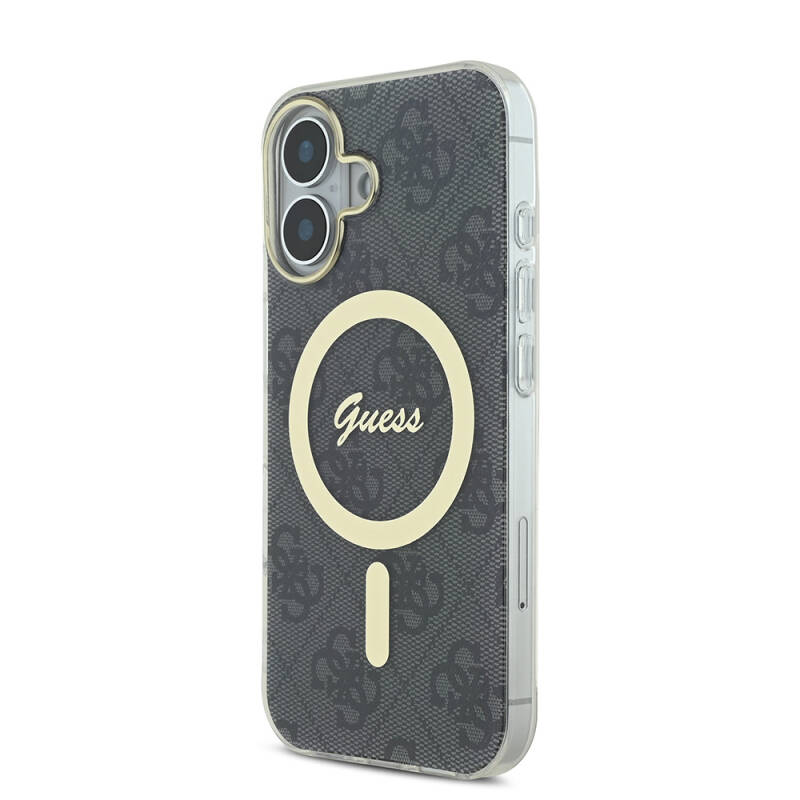 Apple iPhone 16 Plus Case Guess Original Licensed Magsafe Charging Feature 4G Text Logo Patterned Cover - 21