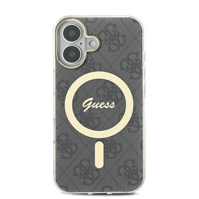 Apple iPhone 16 Plus Case Guess Original Licensed Magsafe Charging Feature 4G Text Logo Patterned Cover - 22