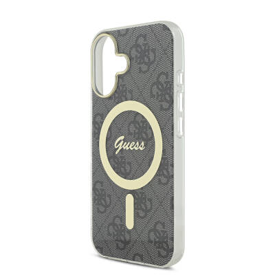 Apple iPhone 16 Plus Case Guess Original Licensed Magsafe Charging Feature 4G Text Logo Patterned Cover - 25