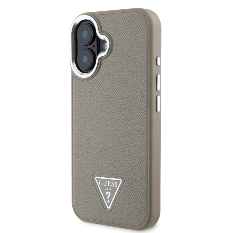 Apple iPhone 16 Plus Case Guess Original Licensed Magsafe Charging Feature Grained Triangle Cover - 11