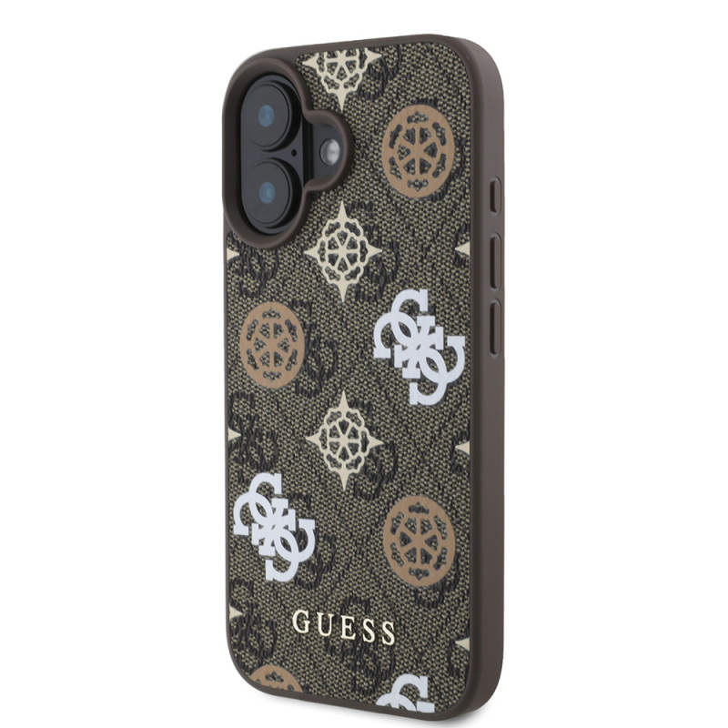 Apple iPhone 16 Plus Case Guess Original Licensed Magsafe Charging Featured 4G Patterned Text Logo Peony Cover - 11