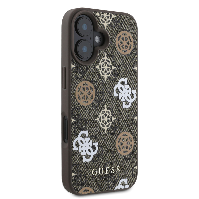 Apple iPhone 16 Plus Case Guess Original Licensed Magsafe Charging Featured 4G Patterned Text Logo Peony Cover - 13