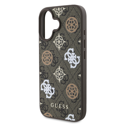 Apple iPhone 16 Plus Case Guess Original Licensed Magsafe Charging Featured 4G Patterned Text Logo Peony Cover - 15