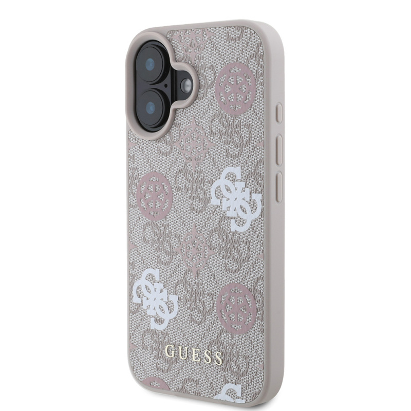 Apple iPhone 16 Plus Case Guess Original Licensed Magsafe Charging Featured 4G Patterned Text Logo Peony Cover - 18