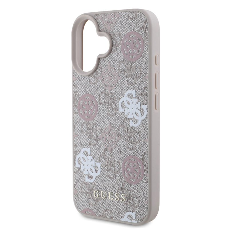 Apple iPhone 16 Plus Case Guess Original Licensed Magsafe Charging Featured 4G Patterned Text Logo Peony Cover - 22