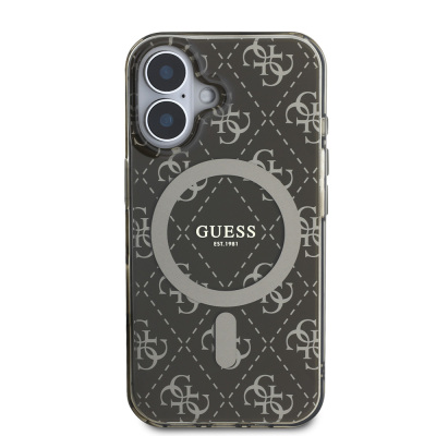 Apple iPhone 16 Plus Case Guess Original Licensed Magsafe Charging Featured IML Printed Classic Logo 4G Patterned Cover - 4