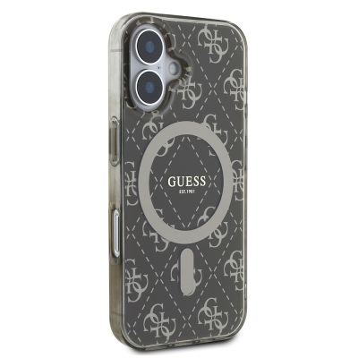 Apple iPhone 16 Plus Case Guess Original Licensed Magsafe Charging Featured IML Printed Classic Logo 4G Patterned Cover - 5