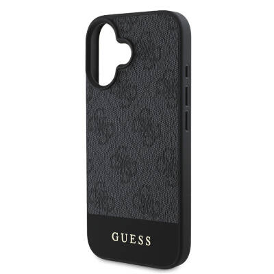 Apple iPhone 16 Plus Case Guess Original Licensed Magsafe Charging Featured PU Leather Stripe Logo Designed Cover - 14