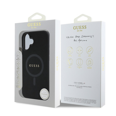 Apple iPhone 16 Plus Case Guess Original Licensed Magsafe Charging Featured Text Logo Saffiano Classic Cover - 9