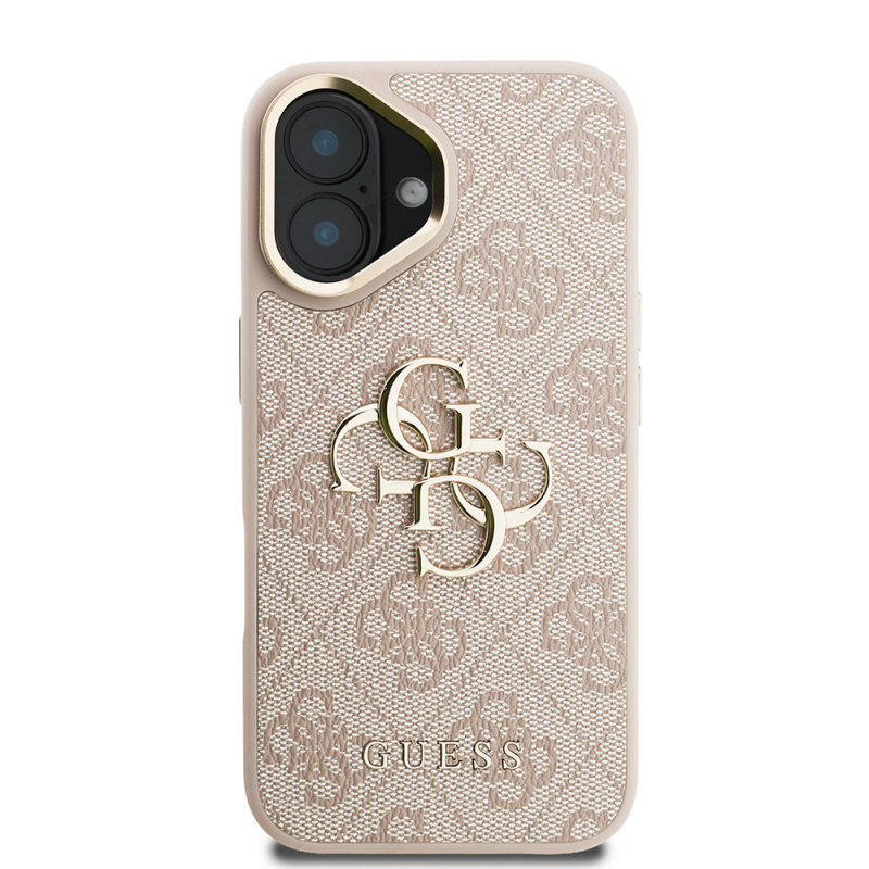 Apple iPhone 16 Plus Case Guess Original Licensed PU Leather 4G Patterned Metal Big 4G and Text Logo Camera Stand Cover - 12