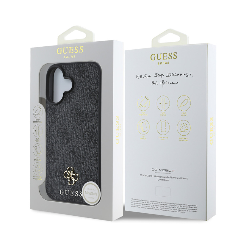 Apple iPhone 16 Plus Case Guess Original Licensed Small 4G Classic Cover Magsafe Charging Feature - 18