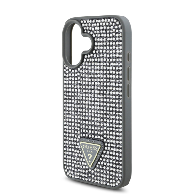 Apple iPhone 16 Plus Case Guess Original Licensed Stone Back Surface Triangle Logo Cover - 10